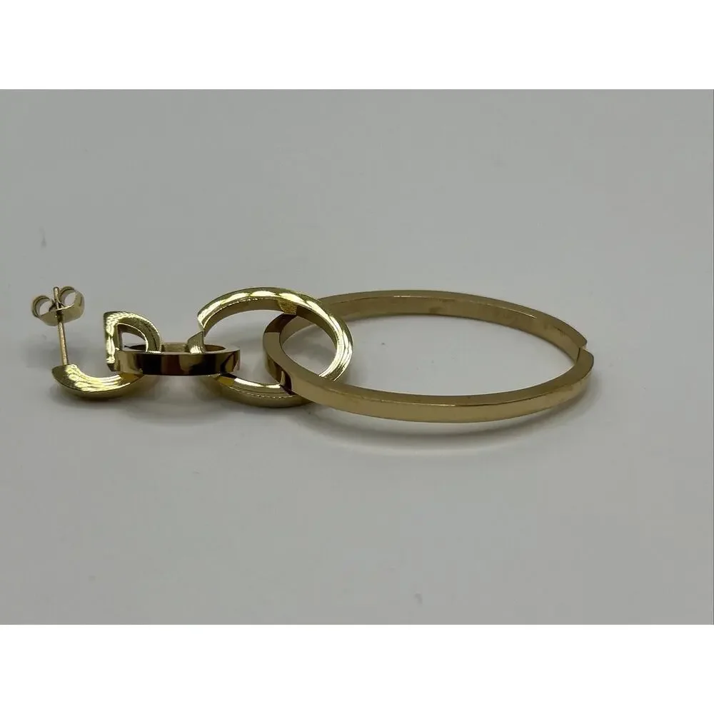 Vita Fede Cassio Earrings Gold Tone Modular Linked Hoops Adjustable‎ NWT